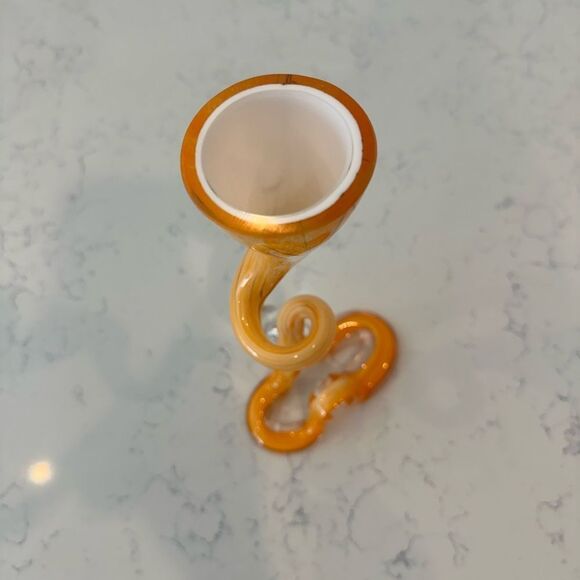 Vintage MCM Art Glass Vase or Candle Holder‎ Hand Blown 10" Retro Made in Poland - Picture 6 of 13